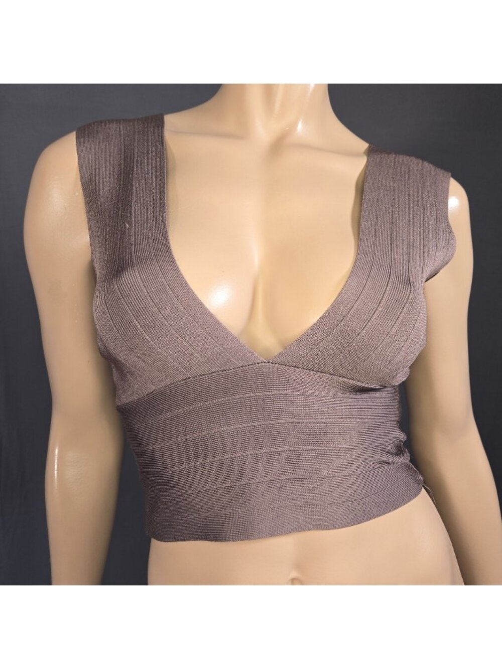 MARCIANO Guess Bandage Top Size M Brown Cropped V Neck Sleeveless Stretchy